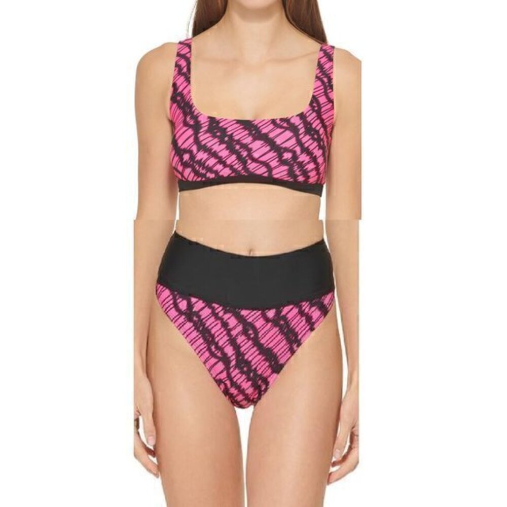 Dkny Printed High-Waist Bikini Set- Pink